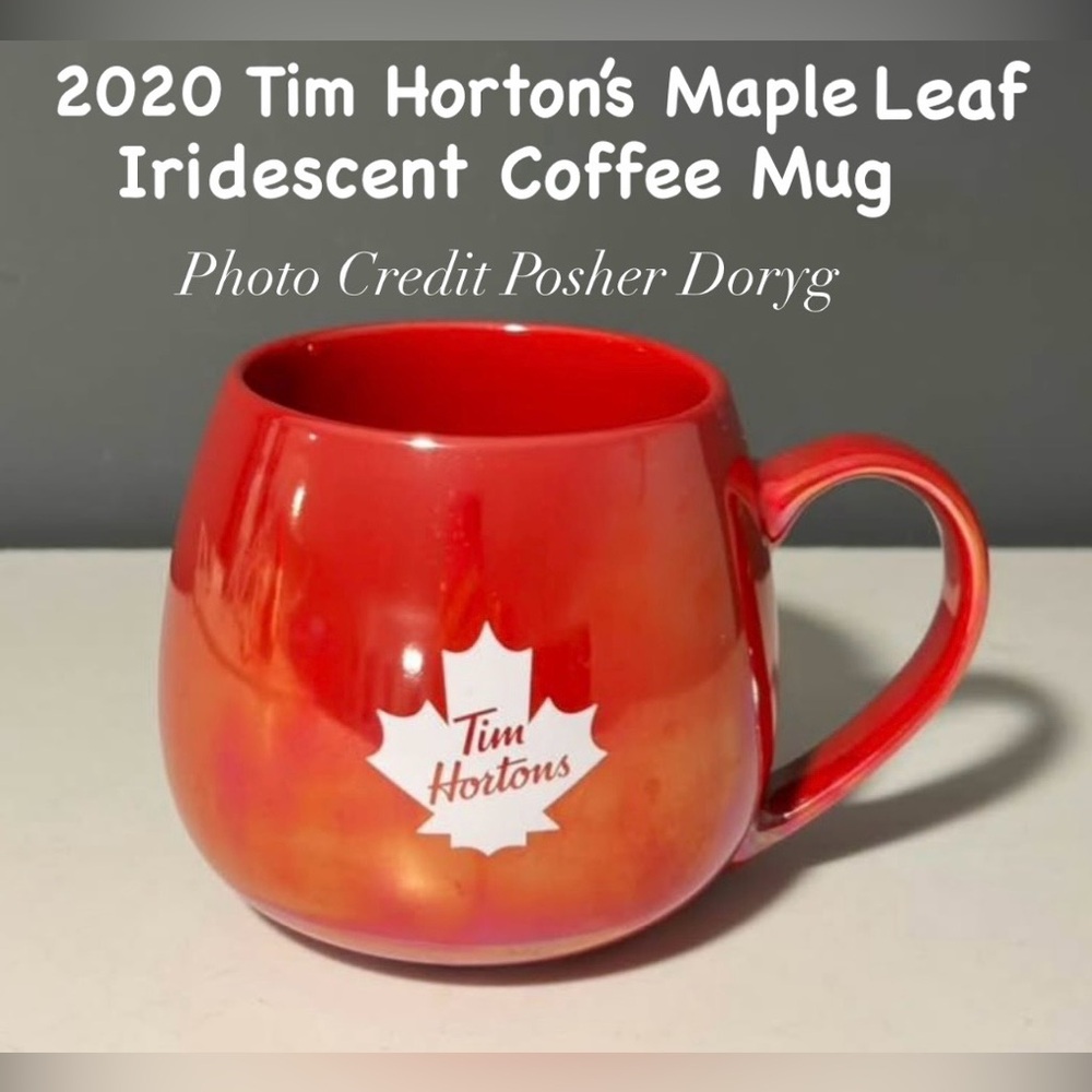 Tim Hortons Red Iridescent Maple Leaf Coffee Mug
